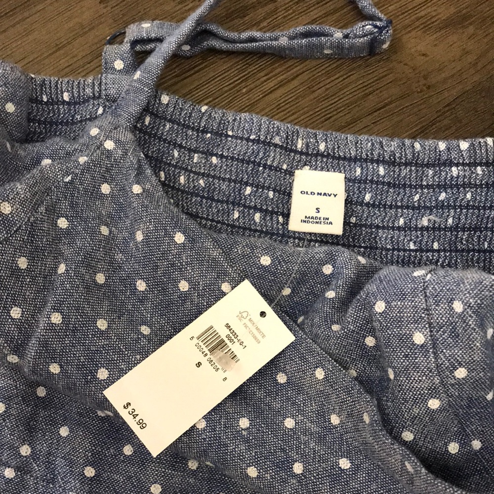 Old Navy Denim Polka Dot Flare Dress Size S